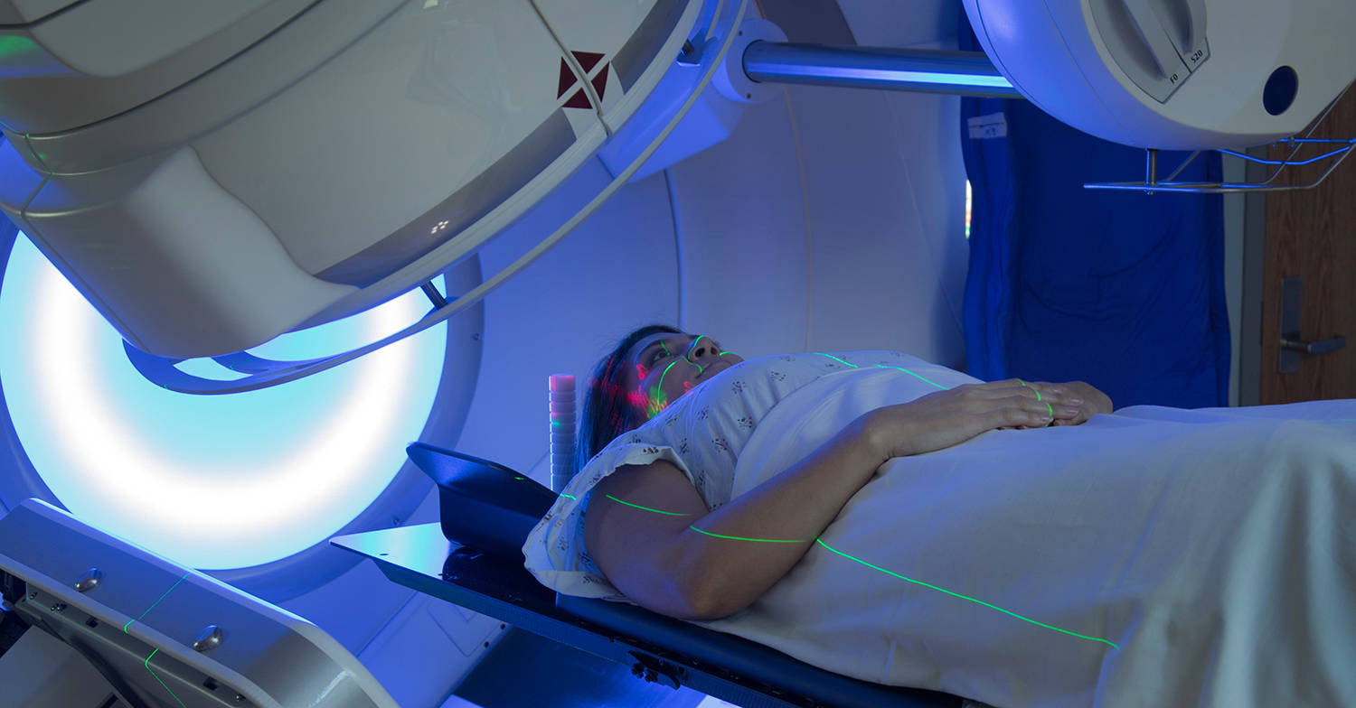 Image of a patient lying in a  Linear Accelerator 